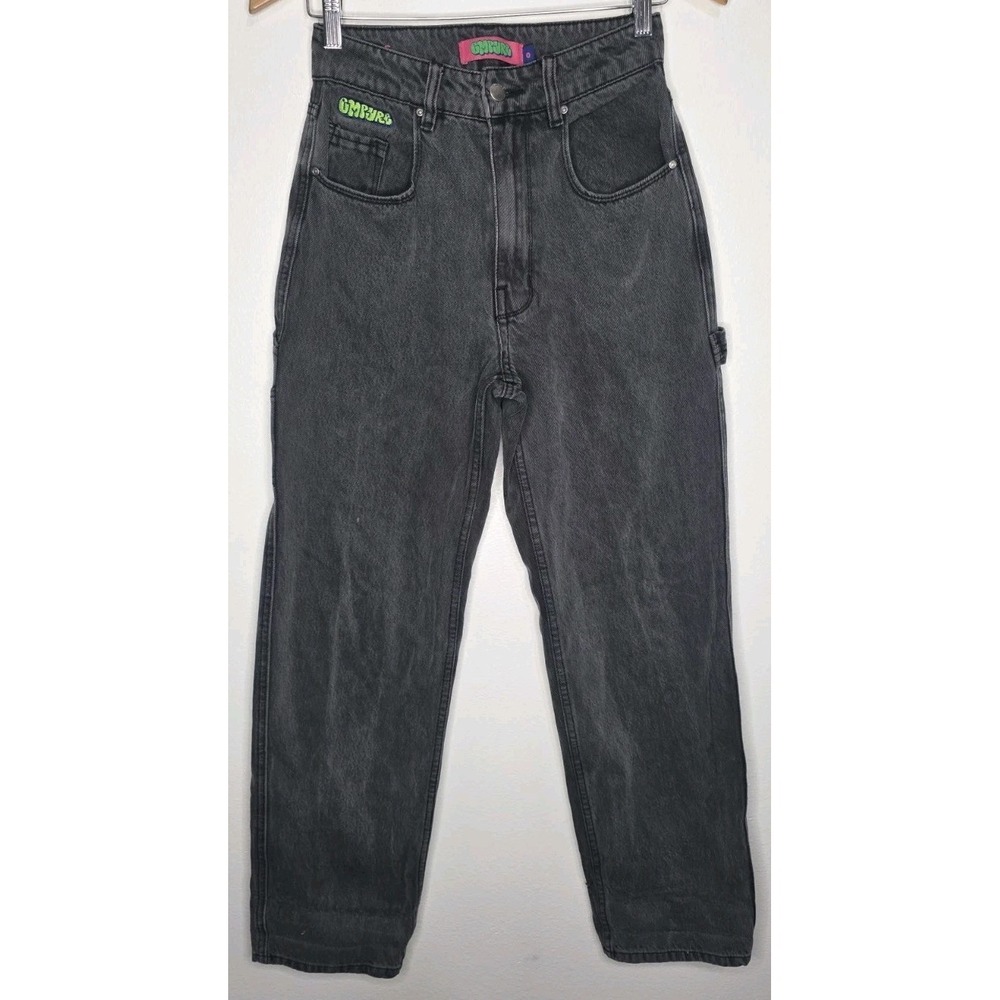 Empyre Tori Jeans Women 0 Tori‎ Faded Black Gray Baggy Carpenter Wide Leg Grunge